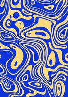 Blue and yellow oil wavy liquid melted marble pattern texture background layout copy space print art ediable vector