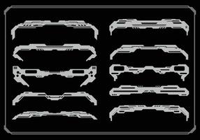 HUD futuristic frame border game streetwear elements collection set panel cyber sci-fi, corner space cyberpunk interface editable vector