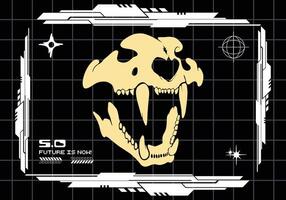 Skull cyberpunk element collection futuristic interface frame border clip art t shirt design sticker poster editable vector