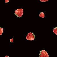 Simple Seamless surface pattern design of Watercolor Strawberry berries. Cute red little strawberry on dark background. Summer Botanical print for package, cosmetic, tablecloth, wallpapers, textile vector