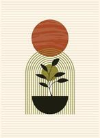 Abstract Terracotta Line Art . Abstract background with a mid-century modern art design vector