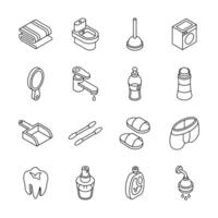 Check out modern set depicting hygiene and cleanliness isometric icons.. vector