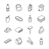 Get this trendy collection showing hygiene products isometric style icons.. vector