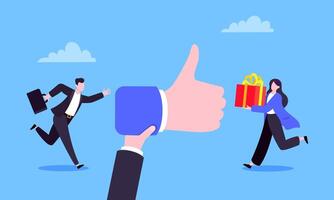 Customer feedback, employee or client satisfaction rating review thumb up vector