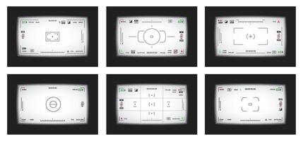 Camera viewfinder or photo frame recorder flat style design illustration set. vector