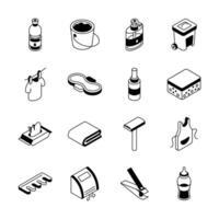 Get this trendy collection showing hygiene products isometric style icons... vector
