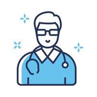 Here is a premium linear style icon of doctor with stethoscope vector