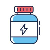 A modern linear icon showing supplement bottle vector