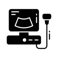 Grab this glyph style icon of ultrasound machine display vector