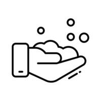 Have a look at this linear icon showing handwash with foam. vector