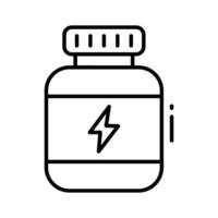 A modern linear icon showing supplement bottle. vector