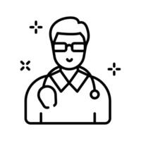 Here is a premium linear style icon of doctor with stethoscope. vector