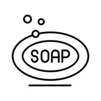 A modern outline icon of soap bar with bubbles. vector