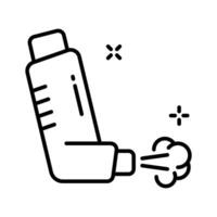 An outline style icon showing inhaler for asthma relief. vector