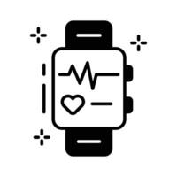 Well crafted glyph icon for health tracker device screen.. vector