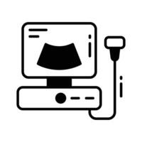 Grab this glyph style icon of ultrasound machine display.. vector