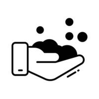 Have a look at this glyph icon showing handwash with foam.. vector