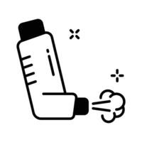 A glyph style icon showing inhaler for asthma relief.. vector