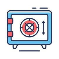 A linear style icon of vault door with secure lock vector