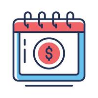 Trendy outline icon of monthly payment plan calendar vector