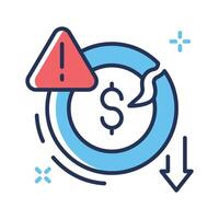 Grab this line icon of investment loss with downward arrow vector