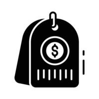 Trendy glyph icon of product price tag value vector