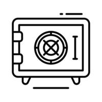 A linear style icon of vault door with secure lock. vector