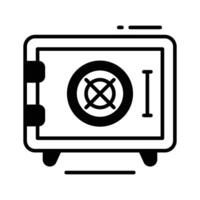 A glyph style icon of vault door with secure lock. vector