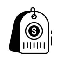 Trendy glyph icon of product price tag value. vector