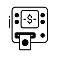 Check out this glyph icon showing atm machine. vector