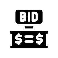 bidding glyph icon. Strong and solid icon for websites and mobile apps. vector