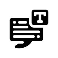text tool glyph icon. Strong and solid icon for websites and mobile apps. vector