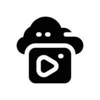 cloud streaming glyph icon. Strong and solid icon for websites and mobile apps. vector