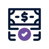bank notes dual tone icon. Sleek and modern icon for websites and mobile apps. vector