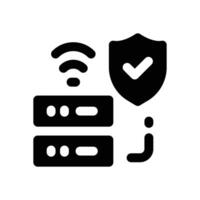 hosting protection glyph icon. Strong and solid icon for websites and mobile apps. vector