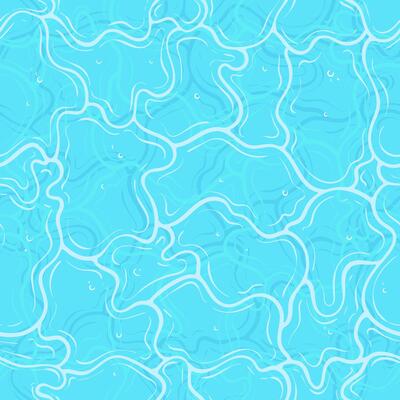Hand drawn seamless pattern of blue rippled swimming pool, aquatic water surface texture for summertime