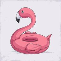 Pink flamingo pool float design vector