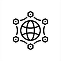 Black line icon networking vector