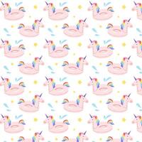 Summer beach seamless pattern. Inflatable ring unicorn pattern vector