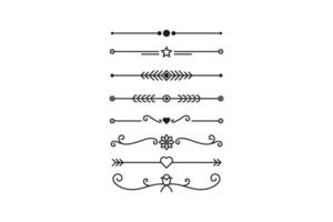 text divider icon line design set vector
