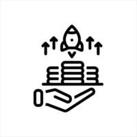 Black line icon earn vector