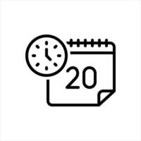Black line icon time and date vector