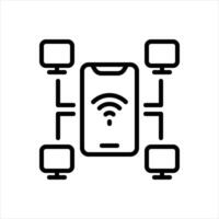 Black line icon online networking vector
