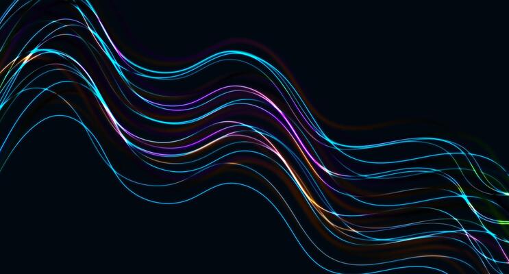 Colorful neon curved waves abstract technology background