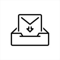 Black line icon inbox vector