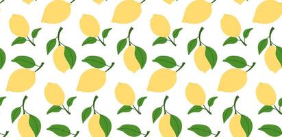 Seamless pattern with lemons and leaves. Summer pattern. illustration. vector