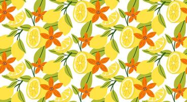 Lemon and flower pattern design vector