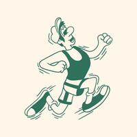 man running retro cartoon illustration vector