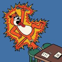 Cartoon character singing with a microphone vector
