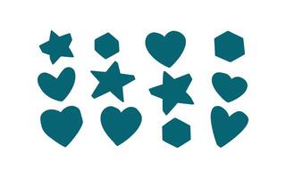 Flat design elements. Heart Shape, star blank label, stickers emblem on white background vector